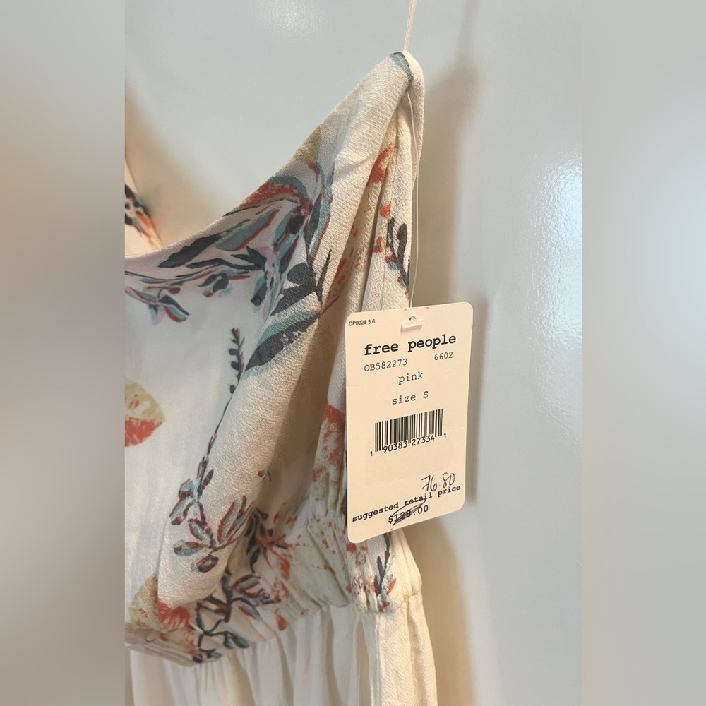 Free People Floral Wide Leg Jumpsuit - Cream and Pink - Picture 5 of 11
